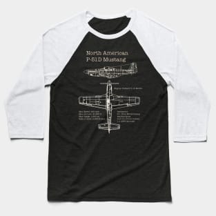 p-51 mustang blueprints Baseball T-Shirt